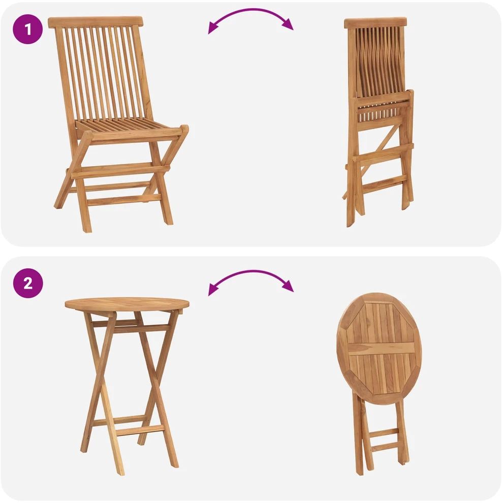 Lauko baldų komplektas Sodo komplektas 5 vnt. Ruda Kietas teakwood