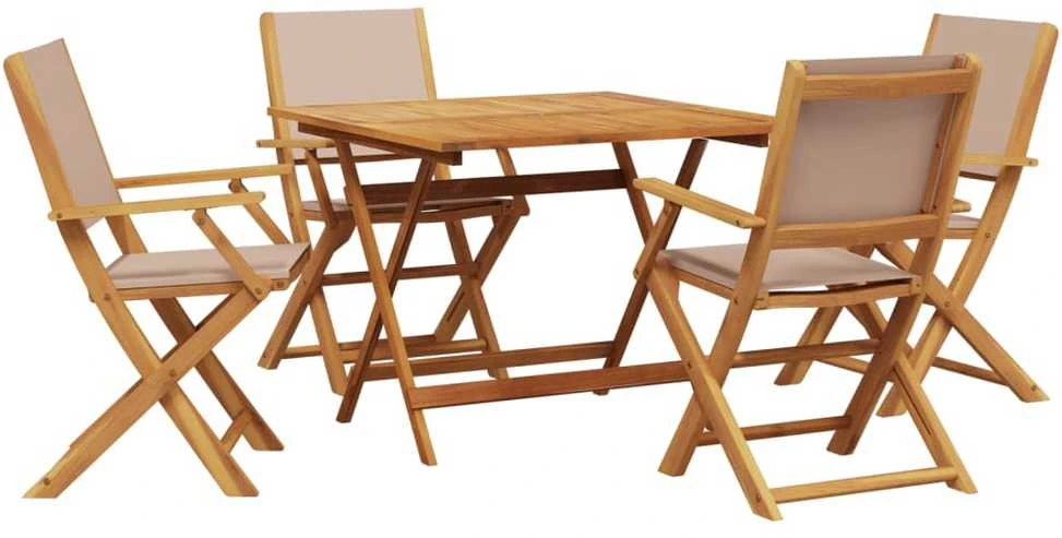 Lauko baldų komplektas Sodo komplektas, 5 dalių, taupe, audinys ir mediena