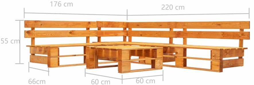 Lauko baldų komplektas Sodo komplektas iš palečių, 4 dalių, medaus ruda, mediena