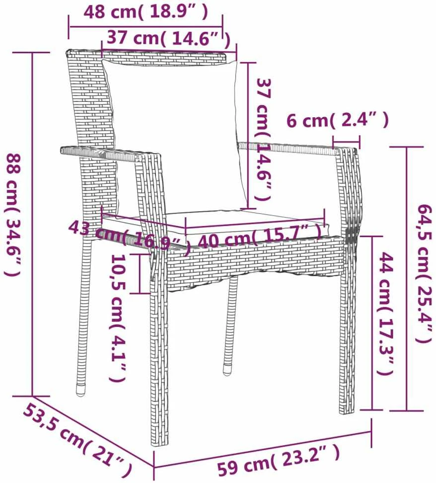 Lauko baldų komplektas Sodo komplektas su pagalvėmis, 9 dalių, juodas/pilkas, ratanas