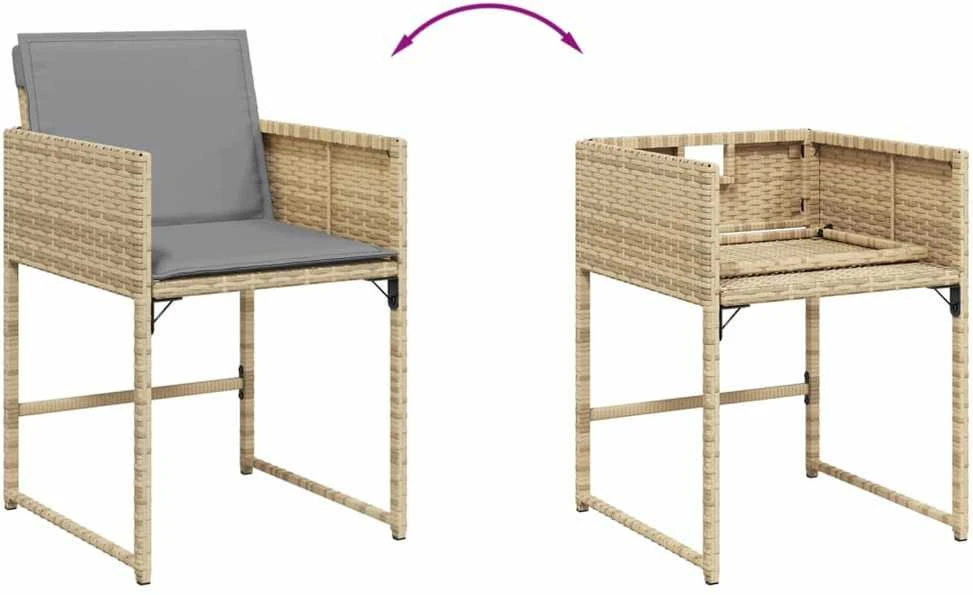 Lauko baldų komplektas Sodo komplektas su pagalvėlėmis, 13 dalių, smėlio, poliratanas