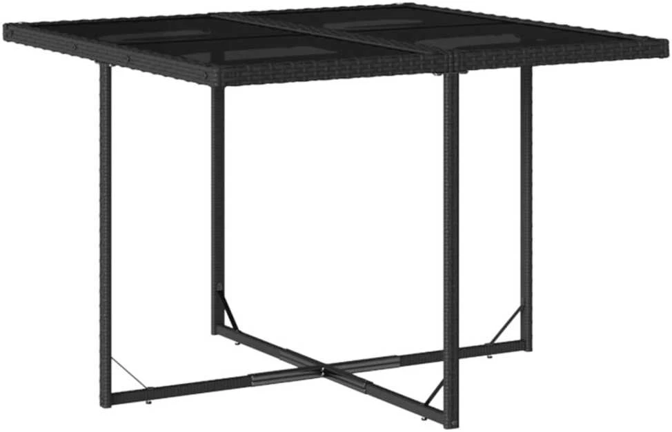 Lauko baldų komplektas Sodo komplektas su pagalvėlėmis, 9 dalių, juodas, poliratanas