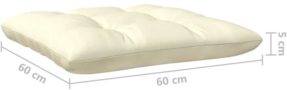 Lauko baldų komplektas Sodo komplektas su kreminėmis pagalvėlėmis, 5 dalių, pušis