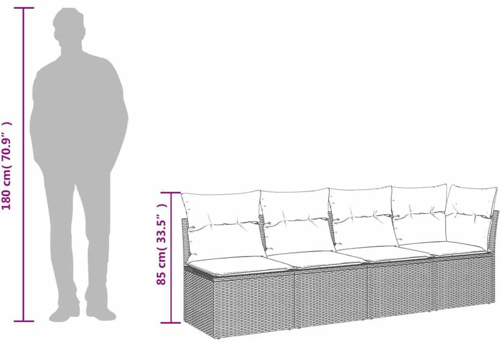 Lauko baldų komplektas Sodo komplektas su pagalvėlėmis, 8 dalių, pilkas, poliratanas