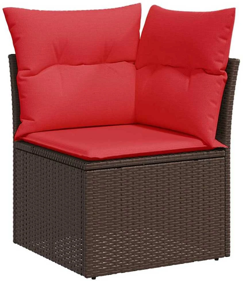Sodo komplektas su pagalvėlėmis, 7 dalių, poliratanas/akacija