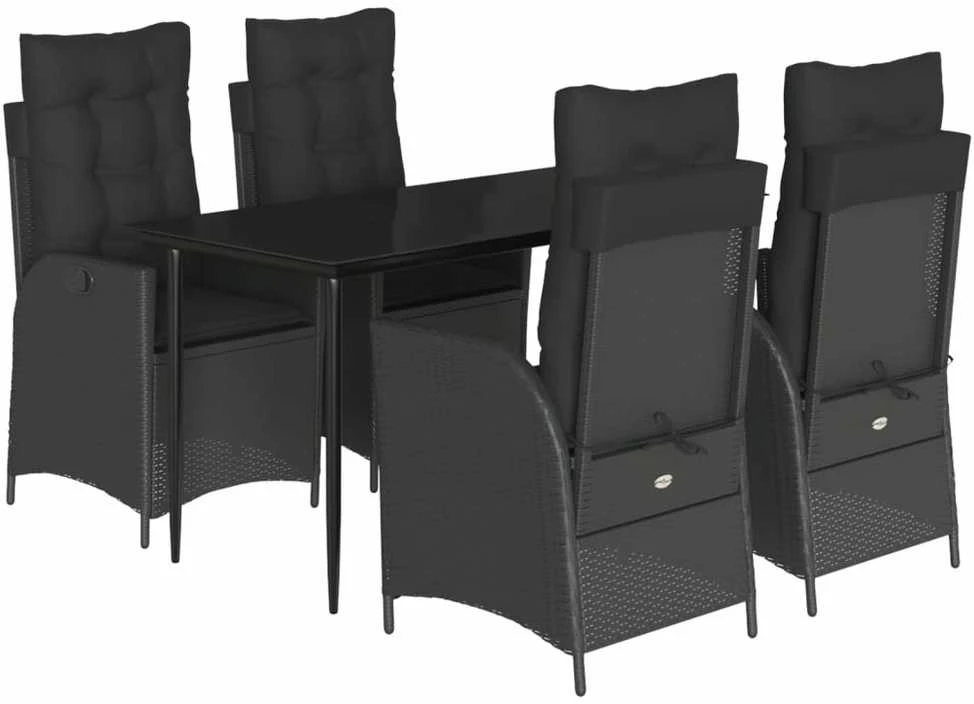 Sodo komplektas su pagalvėlėmis, 5 dalių, juodas, poliratanas