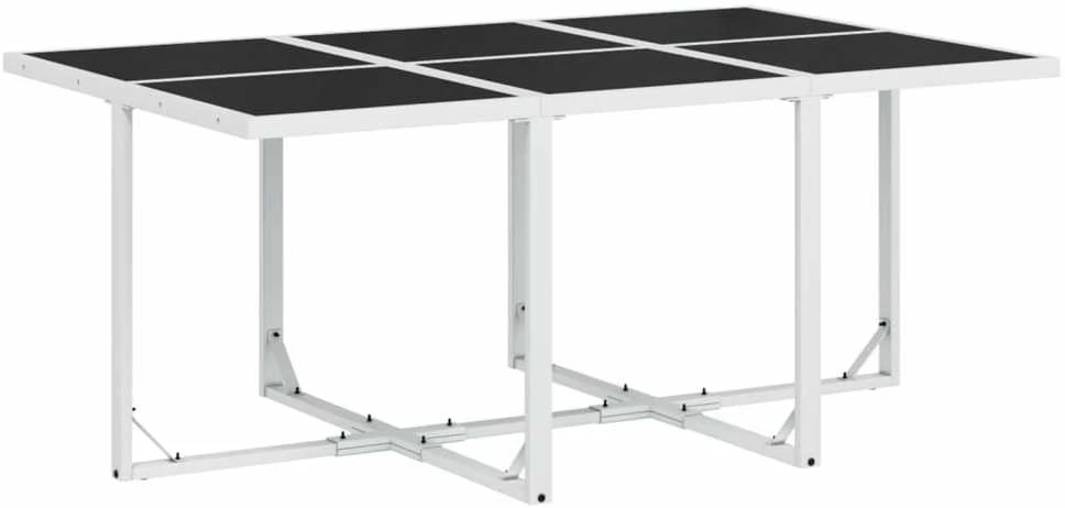 Lauko baldų komplektas Sodo komplektas su pagalvėlėmis, 11 dalių, baltas, tekstilenas