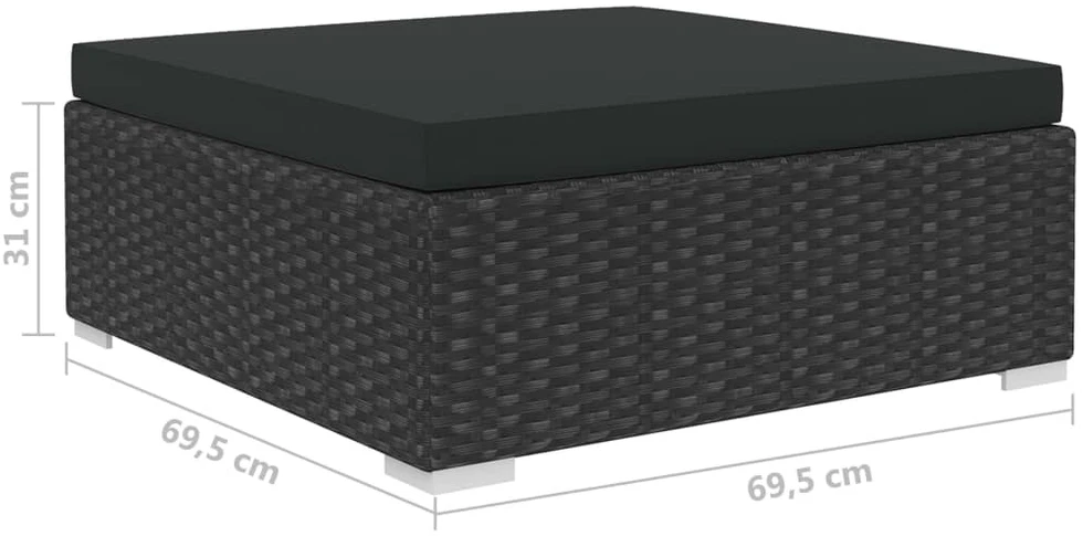 Lauko baldų komplektas Sodo komplektas su pagalvėlėmis, 10 dalių, juodas, poliratanas