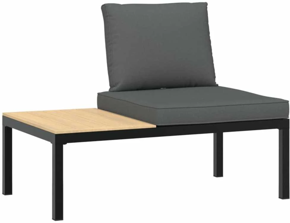 Lauko baldų komplektas Sodo komplektas su pagalvėlėmis, 3 dalių, juodas, aliuminis