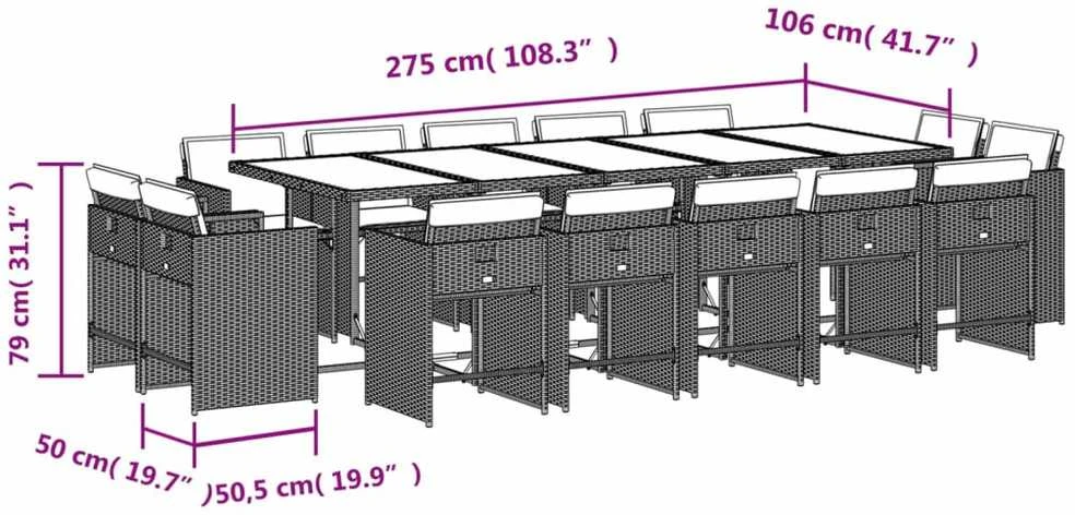 Lauko baldų komplektas Sodo komplektas su pagalvėlėmis, 15 dalių, smėlio, poliratanas