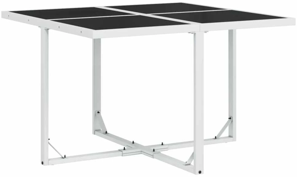 Lauko baldų komplektas Sodo komplektas su pagalvėlėmis, 9 dalių, baltas, tekstilenas