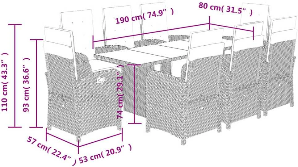 Sofa Sodo komplektas su pagalvėlėmis, 9 dalių, smėlio, poliratanas