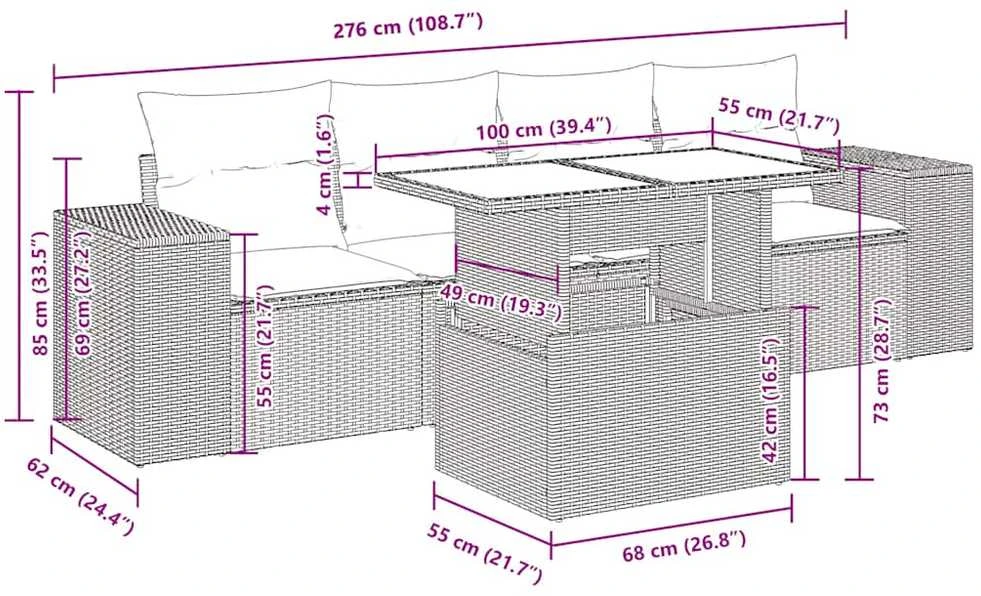 Lauko baldų komplektas Sodo komplektas su pagalvėlėmis, 5 dalių, poliratanas/akacija