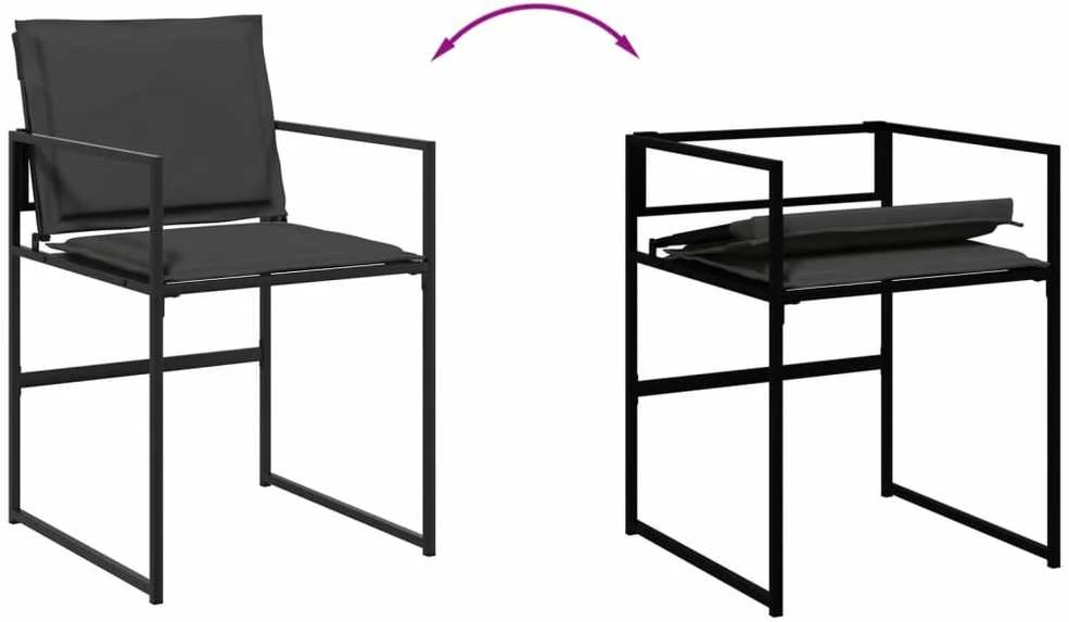 Lauko baldų komplektas Sodo komplektas su pagalvėlėmis, 11 dalių, juodas, tekstilenas