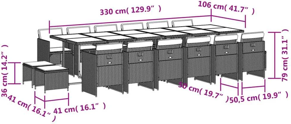 Lauko baldų komplektas Sodo komplektas su pagalvėlėmis, 17 dalių, smėlio, poliratanas