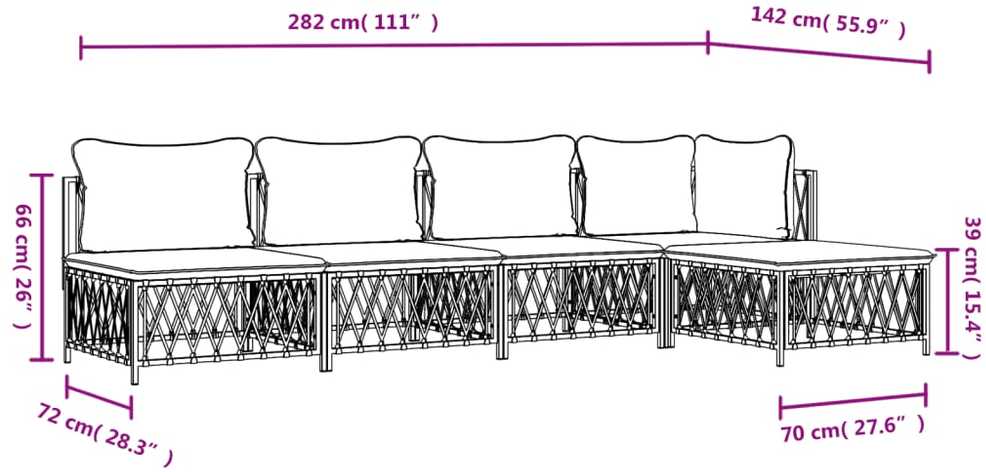 Lauko baldų komplektas Sodo komplektas su pagalvėlėmis, 5 dalių, antracito, plienas