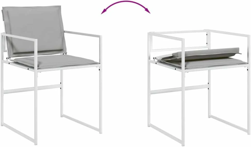 Lauko baldų komplektas Sodo komplektas su pagalvėlėmis, 11 dalių, baltas, tekstilenas
