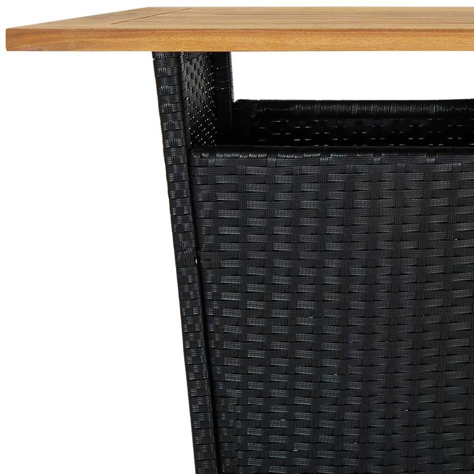 Lauko baldų komplektas Sodo komplektas su pagalvėlėmis, 3 dalių, juodas, poliratanas