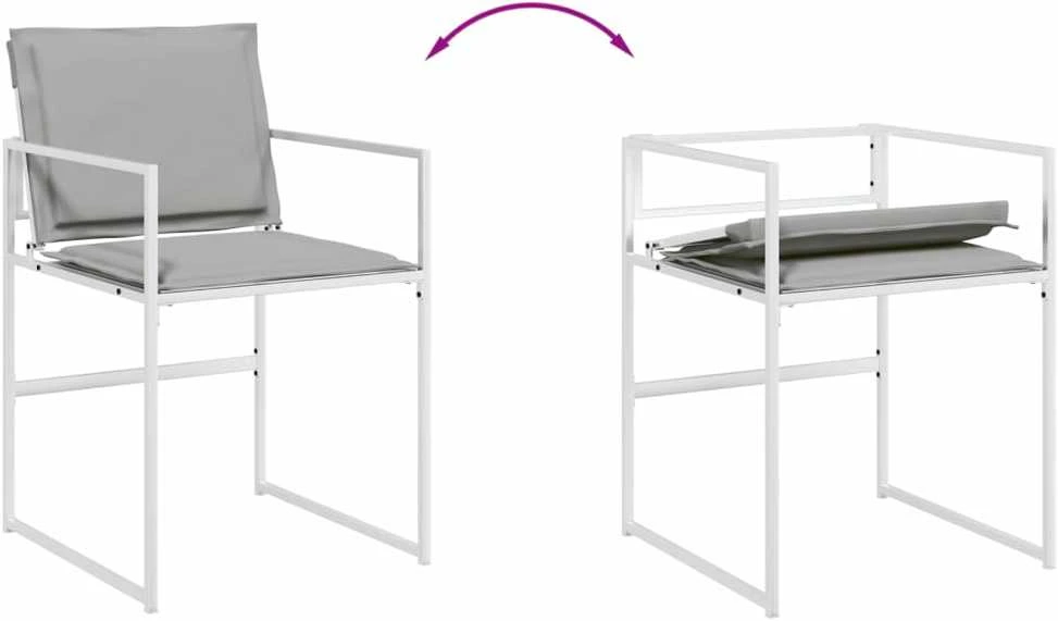 Lauko baldų komplektas Sodo komplektas su pagalvėlėmis, 9 dalių, baltas, tekstilenas