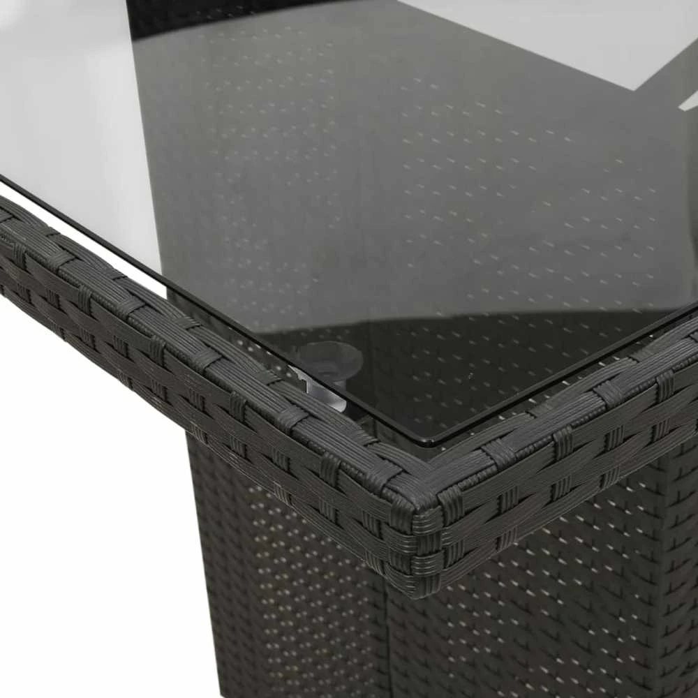 Lauko baldų komplektas Sodo komplektas su pagalvėlėmis, 9 dalių, juodas, poliratanas