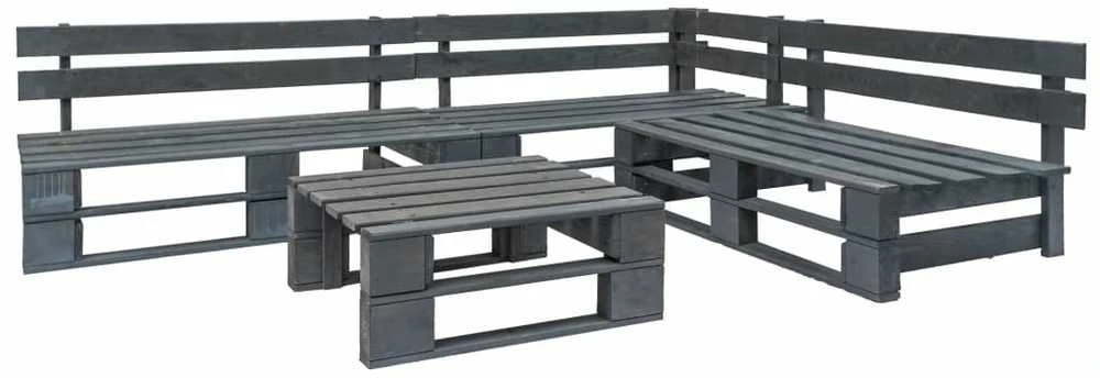 Lauko baldų komplektas Sodo poilsio baldų komplektas, 4 dalių, pilkas, mediena