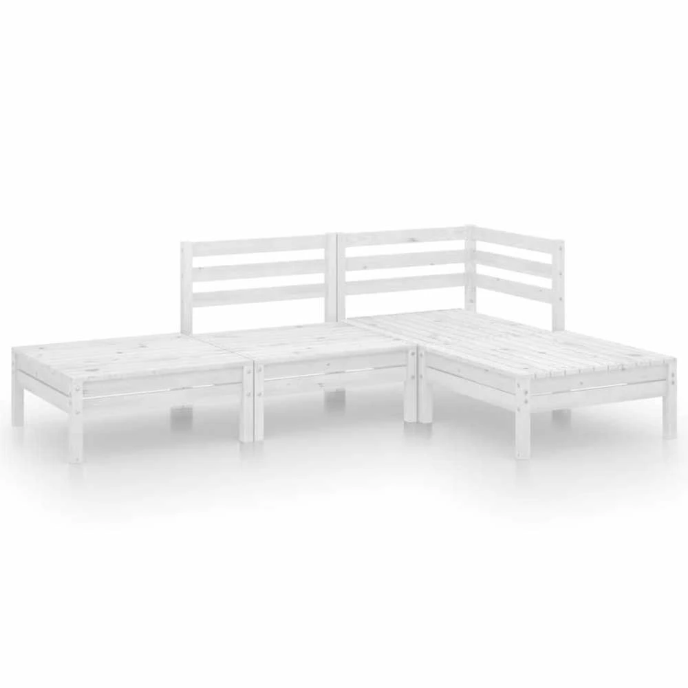 Lauko baldų komplektas Sodo poilsio baldų komplektas, 4 dalių, baltas, pušies masyvas