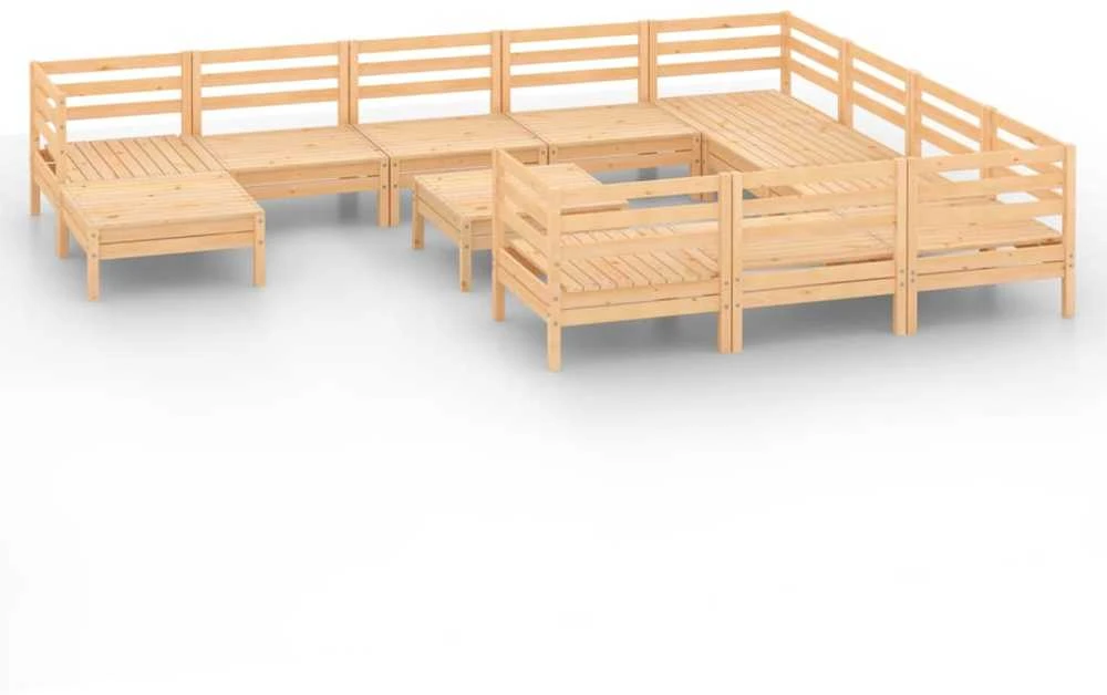 Sodo poilsio baldų komplektas, 12 dalių, pušies masyvas