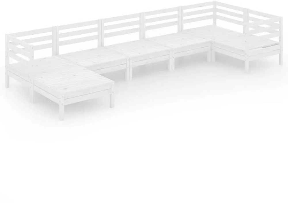 Lauko baldų komplektas Sodo poilsio baldų komplektas, 7 dalių, baltas, pušies masyvas