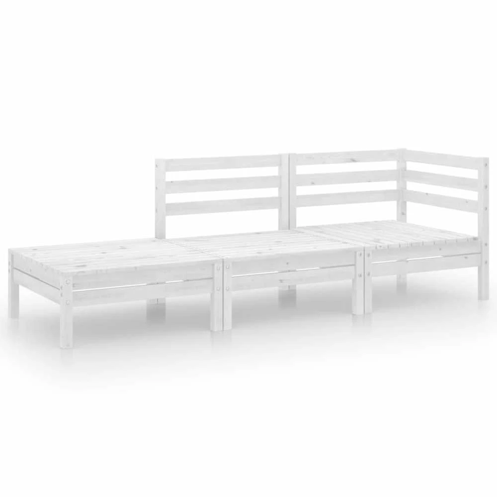 Lauko baldų komplektas Sodo poilsio baldų komplektas, 3 dalių, baltas, pušies masyvas