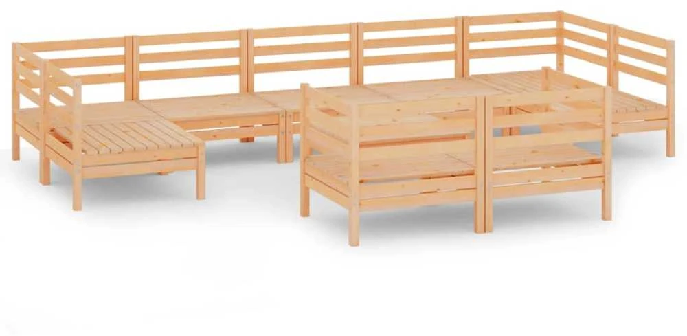 Sodo poilsio baldų komplektas, 10 dalių, pušies masyvas