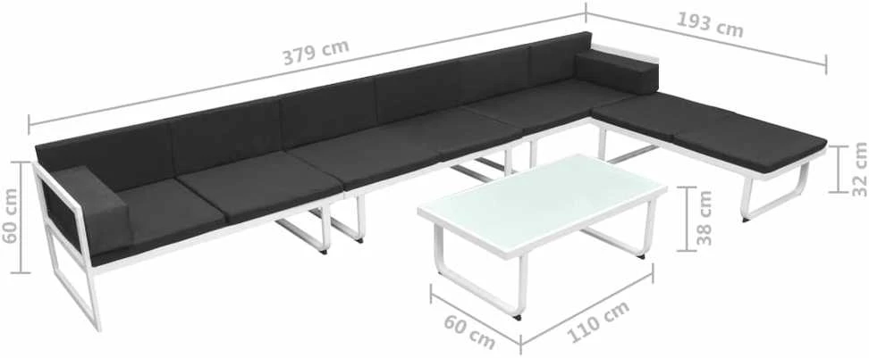 Lauko baldų komplektas Sodo poilsio baldų komplektas, 5 dalių, juodas, tekstilenas