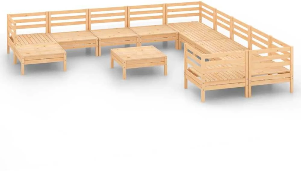 Sodo poilsio baldų komplektas, 12 dalių, pušies masyvas