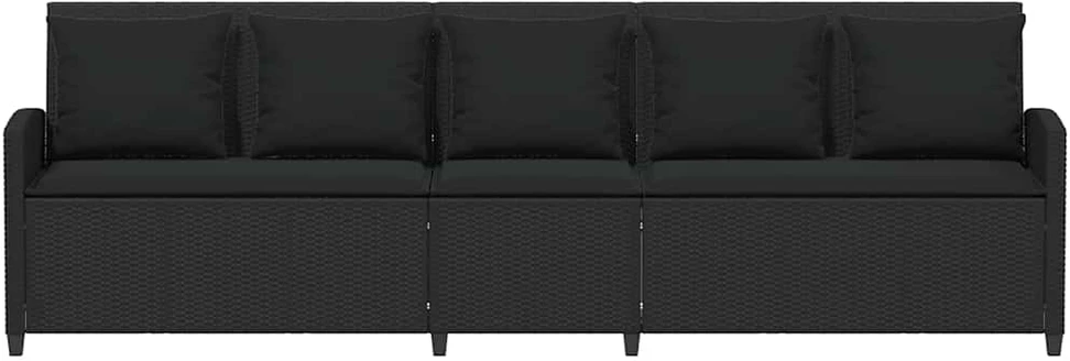 Lauko baldų komplektas Sodo sofa, 5 vietų, su pagalvėlėmis, juoda, poliratanas