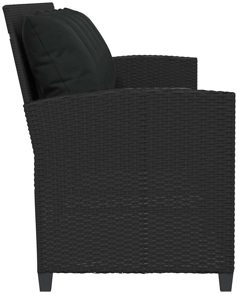 Lauko baldų komplektas Sodo sofa, 5 vietų, su pagalvėlėmis, juoda, poliratanas
