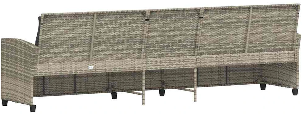 Sodo sofa, 5 vietų, su pagalvėlėmis, šviesiai pilka, poliratanas