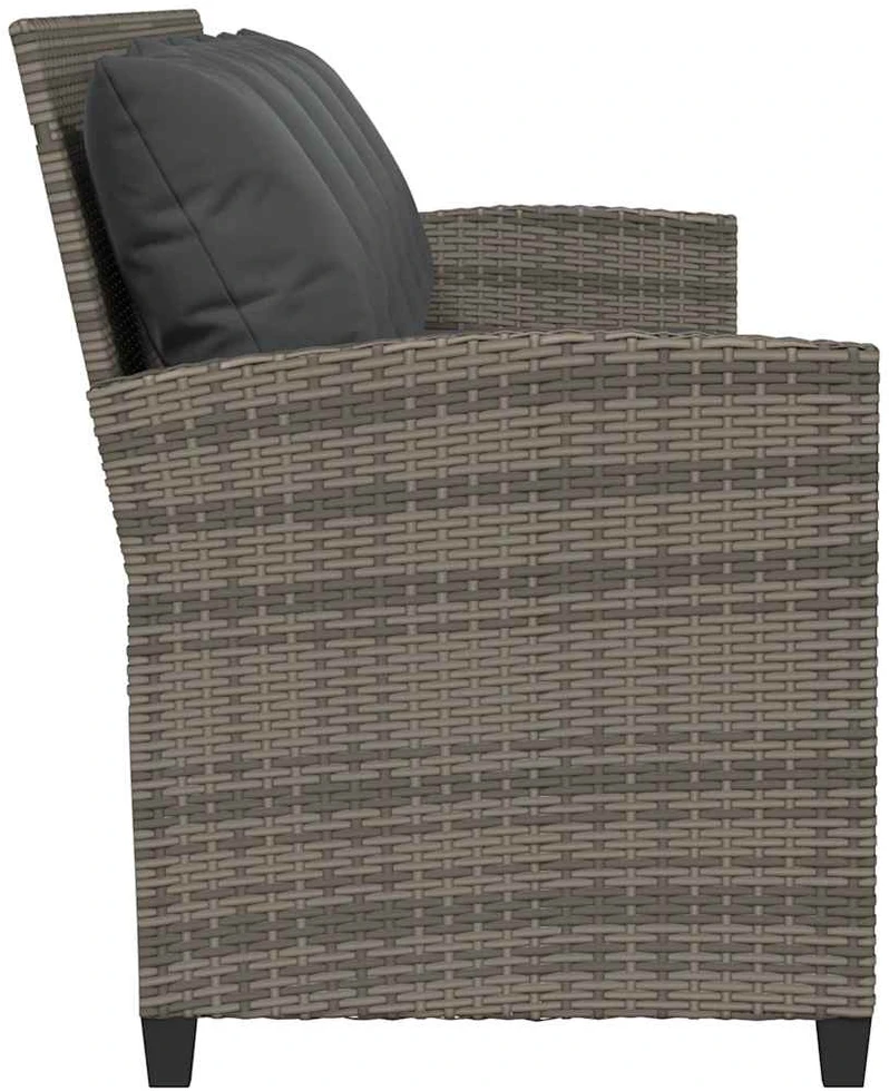 Sodo sofa, 5 vietų, su pagalvėlėmis, pilka, poliratanas