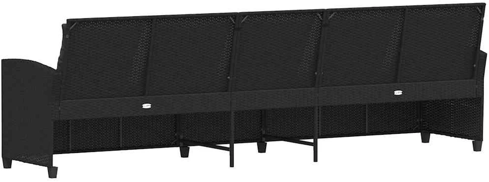 Lauko baldų komplektas Sodo sofa, 5 vietų, su pagalvėlėmis, juoda, poliratanas