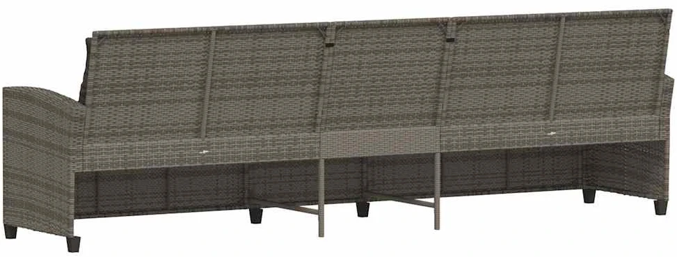 Sodo sofa, 5 vietų, su pagalvėlėmis, pilka, poliratanas