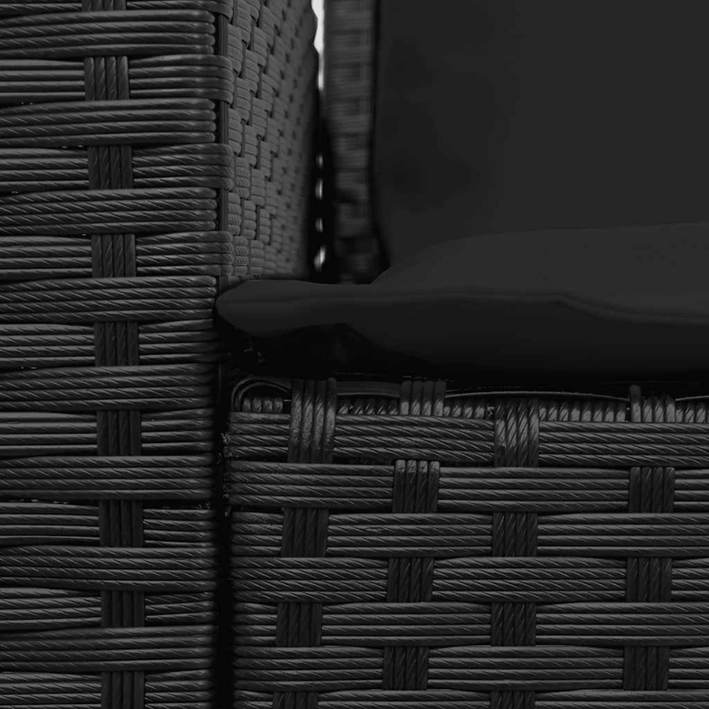 Lauko baldų komplektas Sodo sofa, 5 vietų, su pagalvėlėmis, juoda, poliratanas