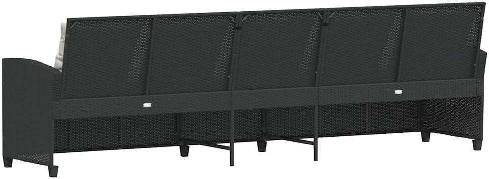 Lauko baldų komplektas Sodo sofa, 5 vietų, su pagalvėlėmis, juoda, poliratanas