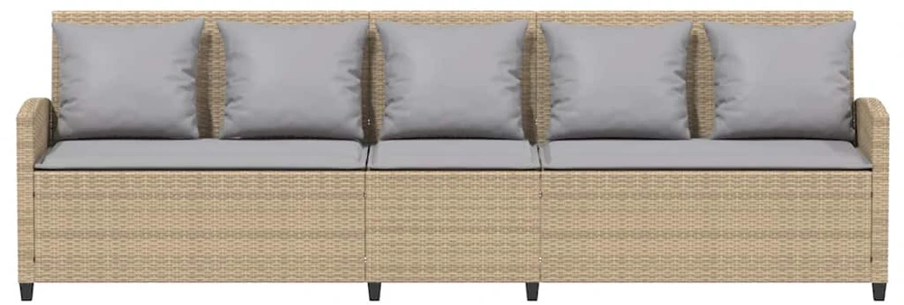 Lauko baldų komplektas Sodo sofa, 5 vietų, su pagalvėlėmis, smėlio spalvos, poliratanas