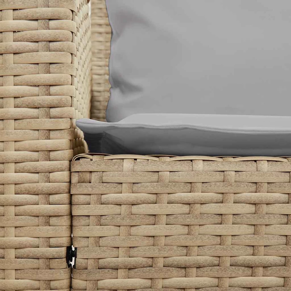 Lauko baldų komplektas Sodo sofa, 5 vietų, su pagalvėlėmis, smėlio spalvos, poliratanas