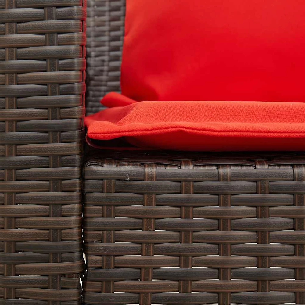 Lauko baldų komplektas Sodo sofa, 5 vietų, su pagalvėlėmis, ruda, poliratanas