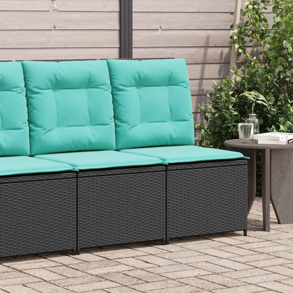 Sodo sofa su pagalve Juoda ir turkio poliratanas