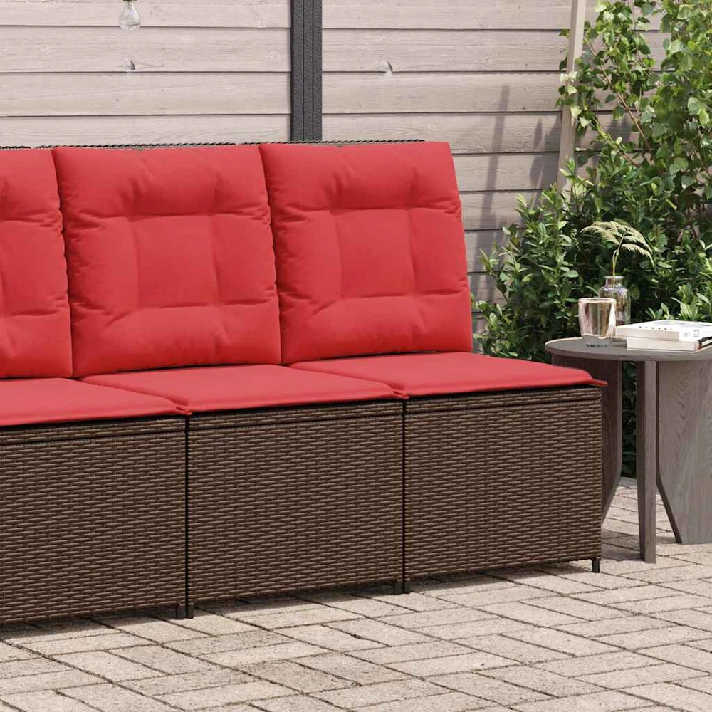 Lauko baldų komplektas Sodo sofa su pagalve Ruda ir raudona poliratanas