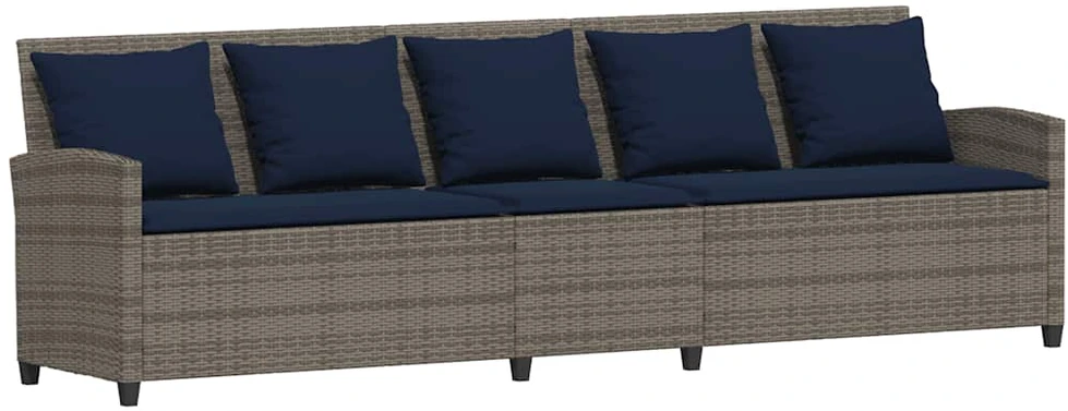 Lauko baldų komplektas Sodo sofa su pagalvėlėmis, pilkos spalvos, poliratanas
