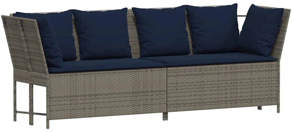 Lauko baldų komplektas Sodo sofa su pagalvėlėmis, pilkos spalvos, poliratanas