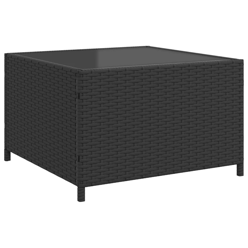 Sodo sofa su stalu ir pagalvėlėmis, L formos, juodas, poliratanas