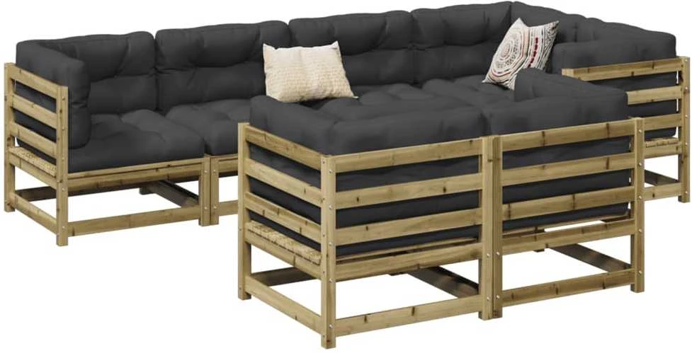 Lauko baldų komplektas Sodo sofos komplektas, 7 dalių, impregnuota pušis