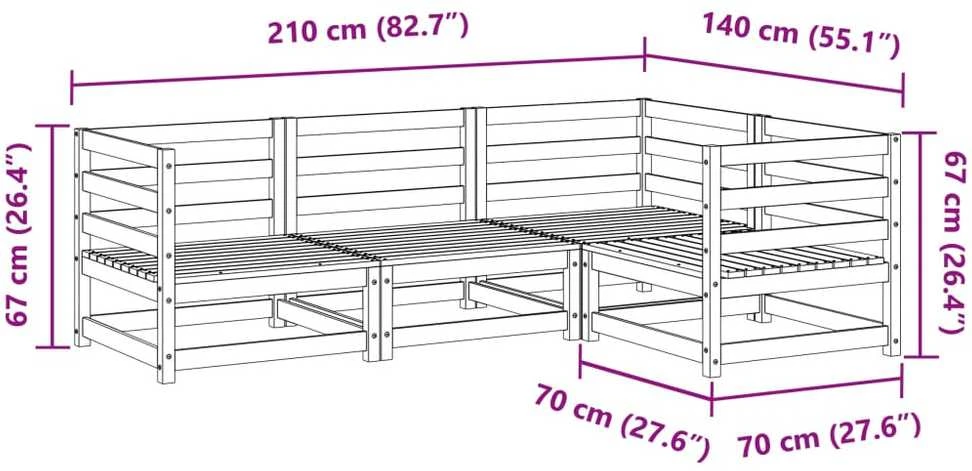 Lauko baldų komplektas Sodo sofos komplektas, 4 dalių, impregnuota pušis